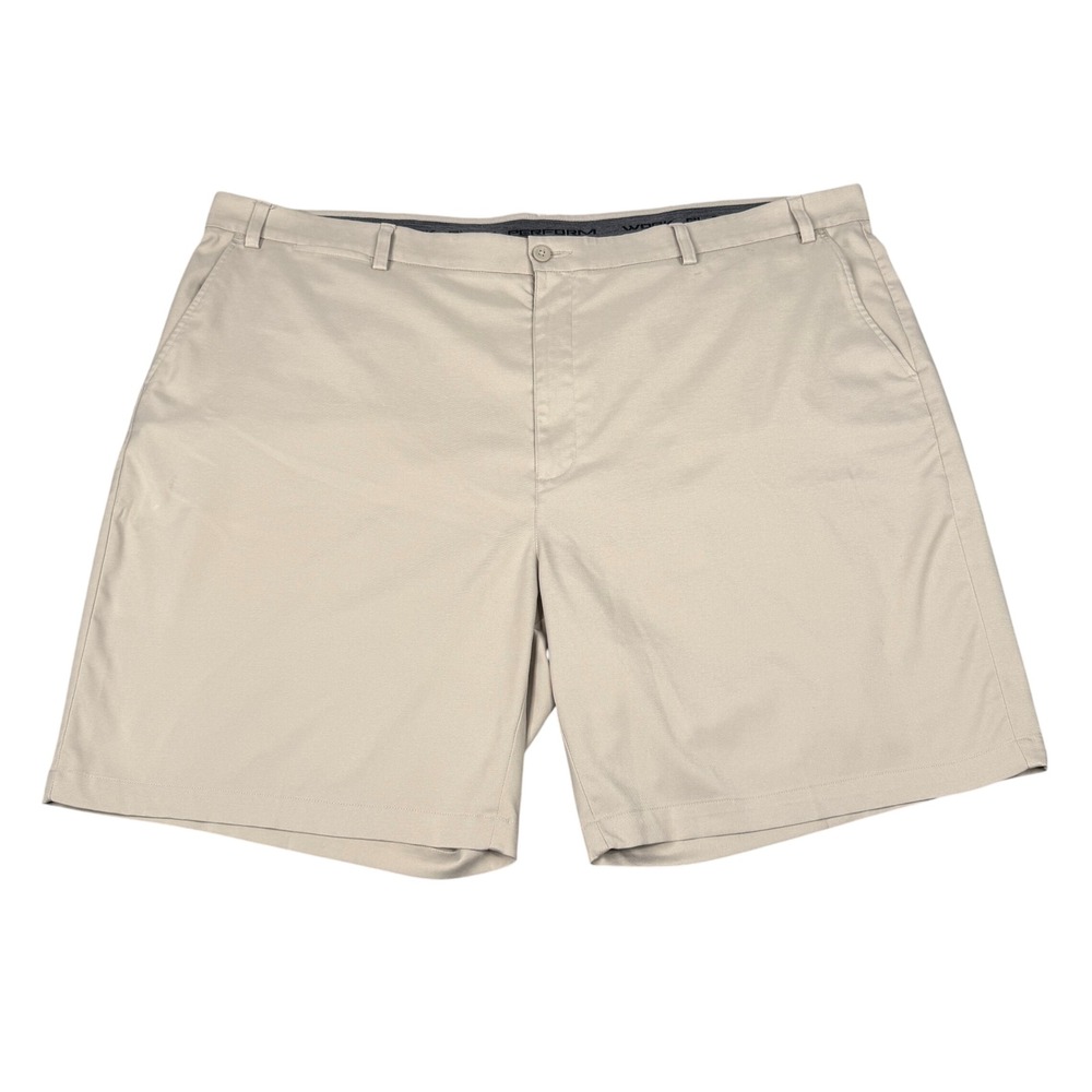 Roundtree & Yorke Performance Shorts Mens 50B 50 Big Tan Flat Front Stretch Golf